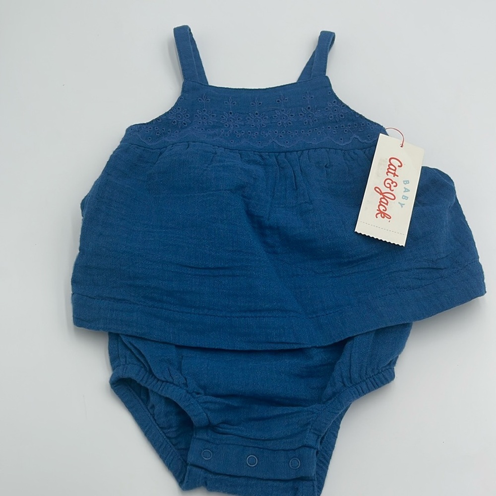 Baby Cat & Jack Blue Eyelet Romper